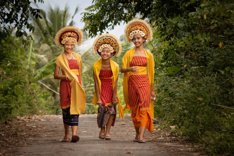 Girls in East Bali's Bungaya on their way to a temple ceremony