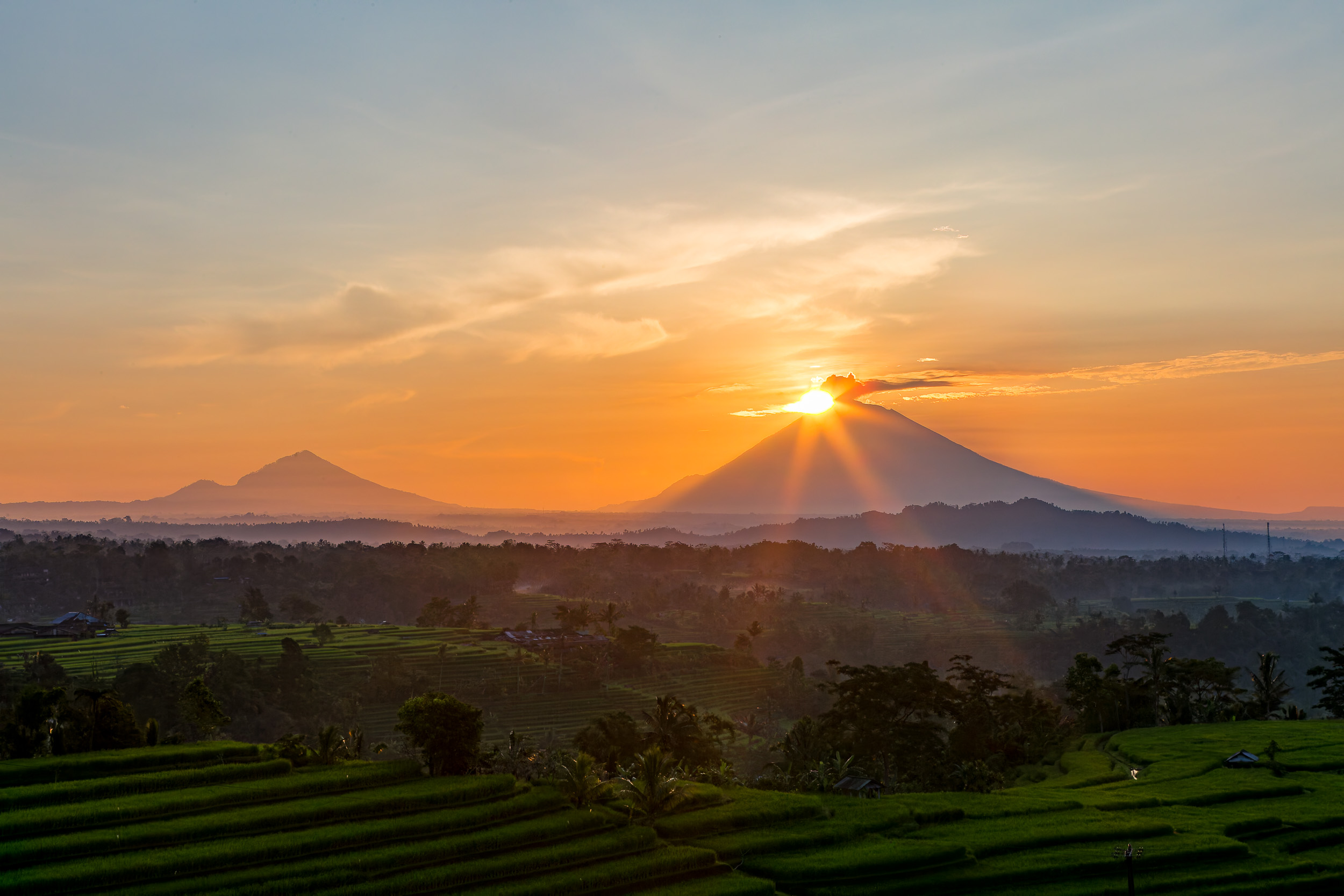 Sunrise at jatiluwih rice terraces Bali