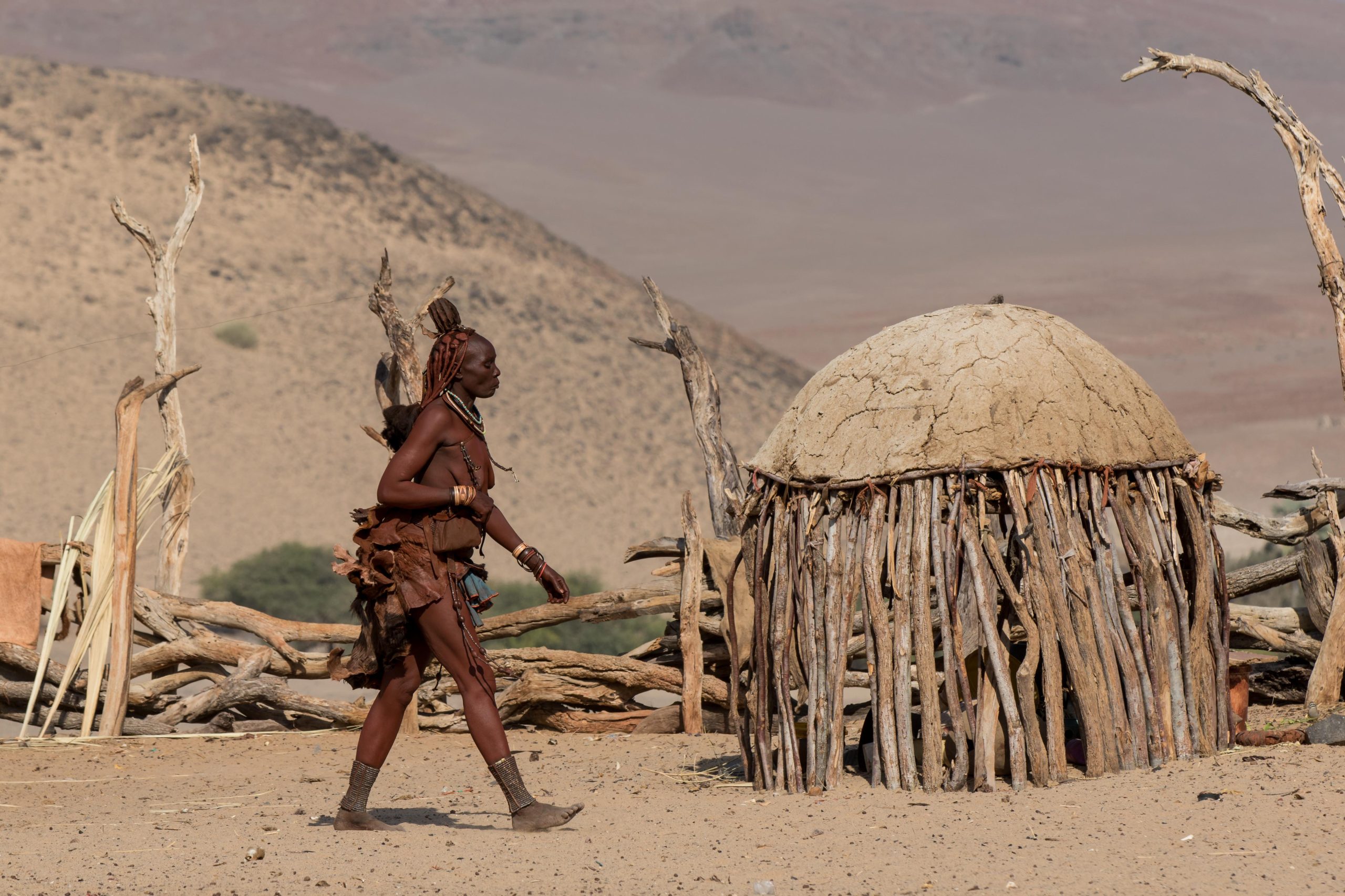 Himba settlement near Puros in Kaokoland Namibia