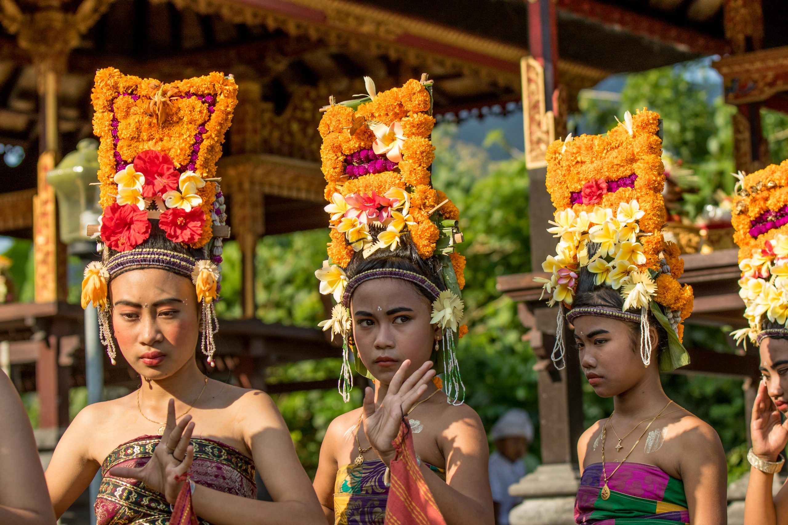 Rejang dance during Manis Kuningan in Karangasem, East Bali