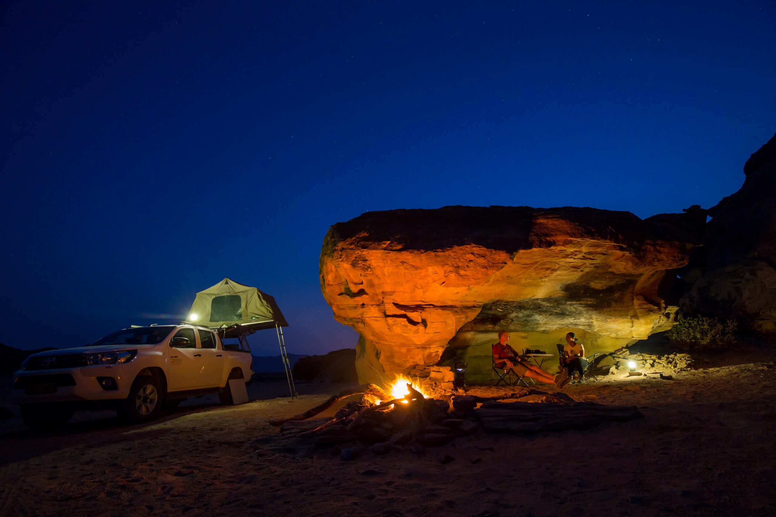 Camping in the Aba Huab riverbed, Namibia