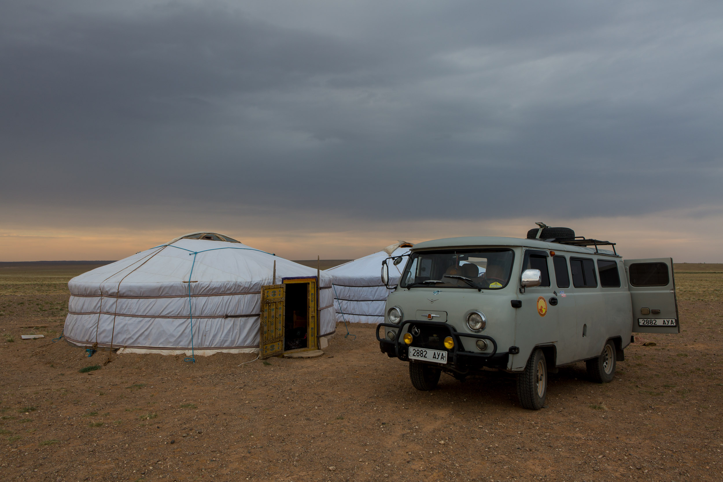 Traditional Mongolian tourist ger near Tsagaan Suvarga, in the Gobi Desert