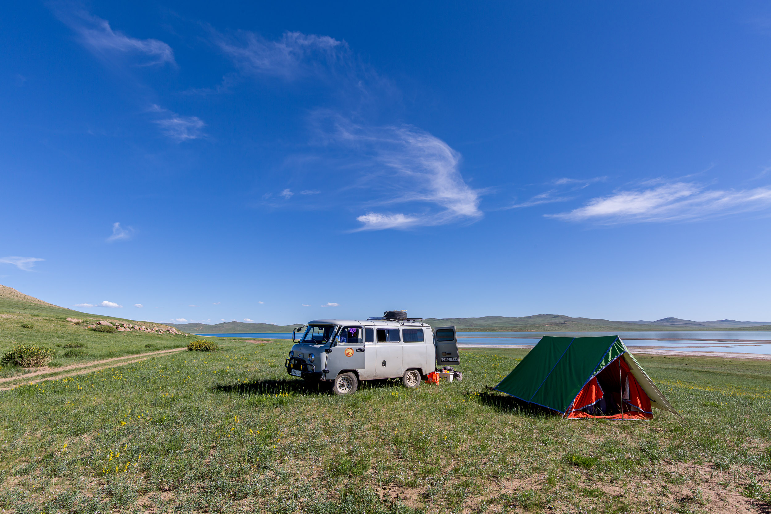 Camping at Telmen Lake in western Mongolia